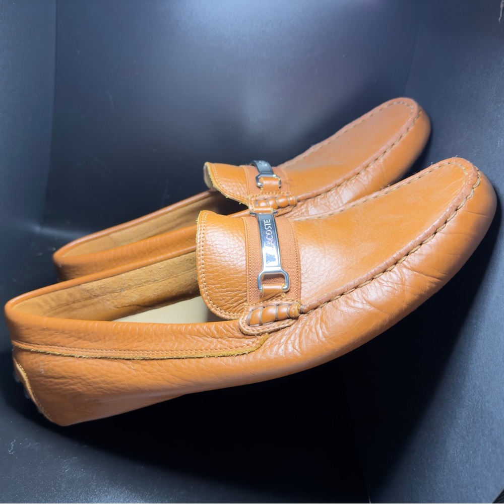 Lacoste Men's Tan Leather Slip-On Loafers - Picture 7 of 8